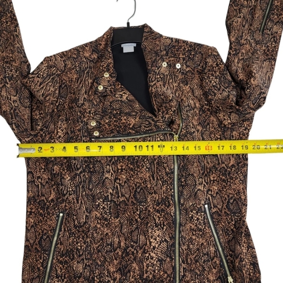 Chicos Motto Jacket Travelers Collection Snake Print Accent Zippers - Picture 4 of 9
